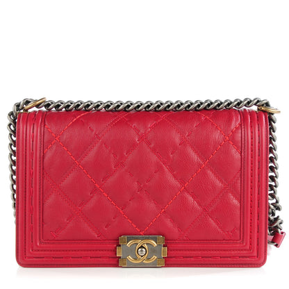 Chanel Calfskin Stitched New Medium Boy Flap Red 1 of 7