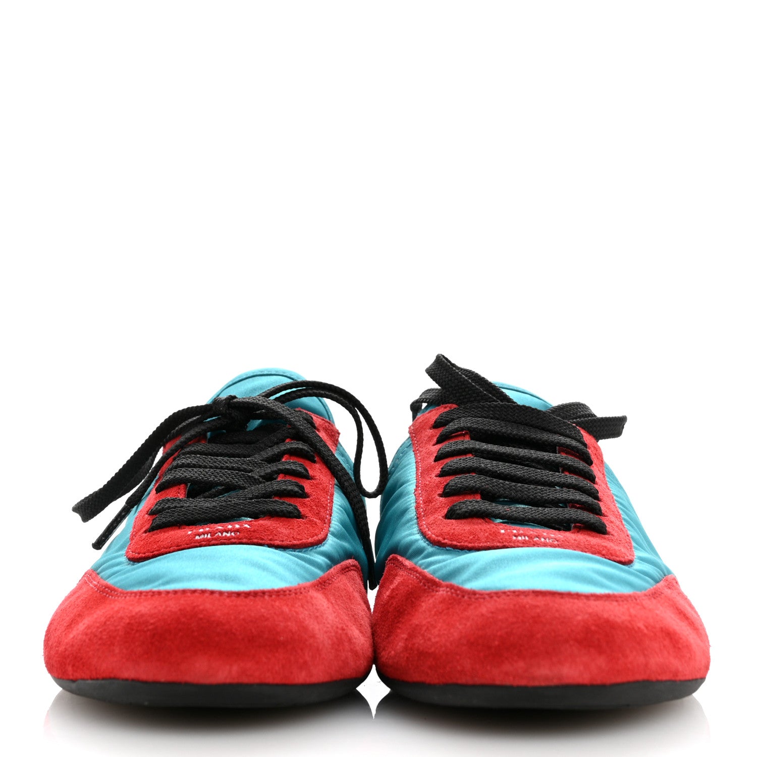 Prada Re-Nylon Suede Mules Sneakers 37 Turchese Rosso 1629606