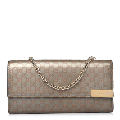 Gucci Patent Microguccissima Dice Chain Wallet Grey Pink 1 of 4