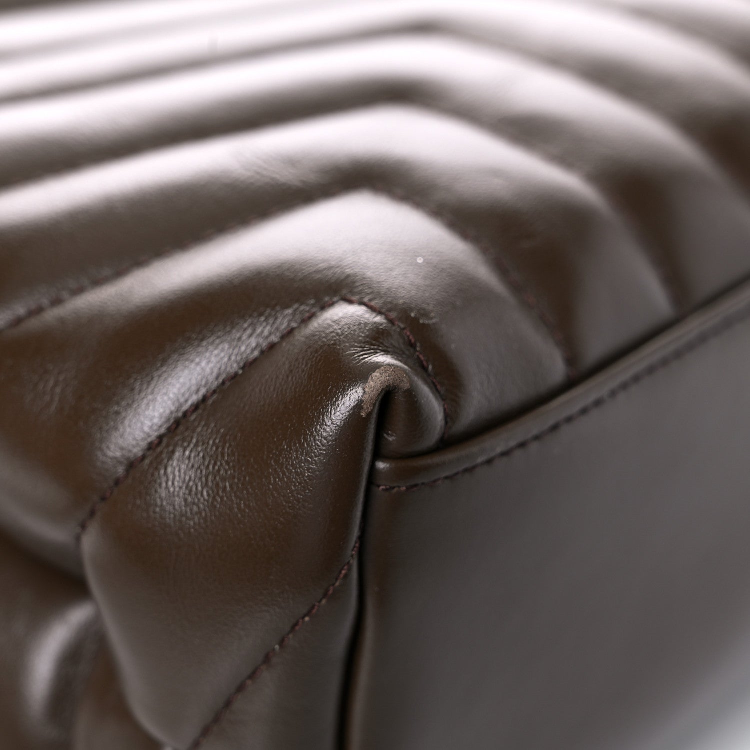 Saint Laurent Calfskin Y Quilted Monogram Medium Loulou Chain Satchel Soil Brown 14 of 15