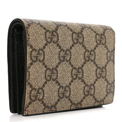 Gucci Dollar Calfskin GG Supreme Monogram GG Marmont Card Case Black Beige Ebony 3 of 9