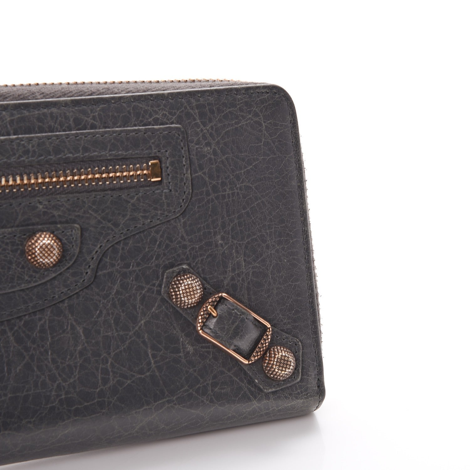 Balenciaga Agneau Giant 12 Rose Gold Hardware Continental Zip Around Wallet Gris Tarmac 8 of 9