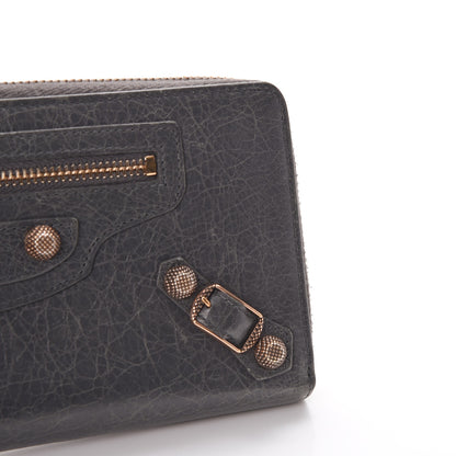 Balenciaga Agneau Giant 12 Rose Gold Hardware Continental Zip Around Wallet Gris Tarmac 8 of 9