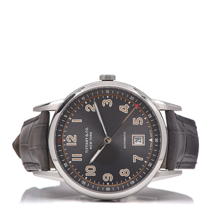 Tiffany Stainless Steel Alligator 40mm CT60 3-Hand Automatic Watch Grey 3 of 10