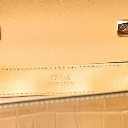 Chloe Calfskin Crocodile Embossed Mini C Double Carry Honey Gold 6 of 9