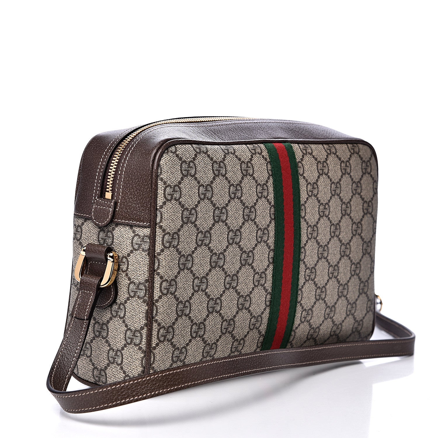Gucci GG Supreme Monogram Web Small Ophidia Shoulder Bag Brown 2 of 9