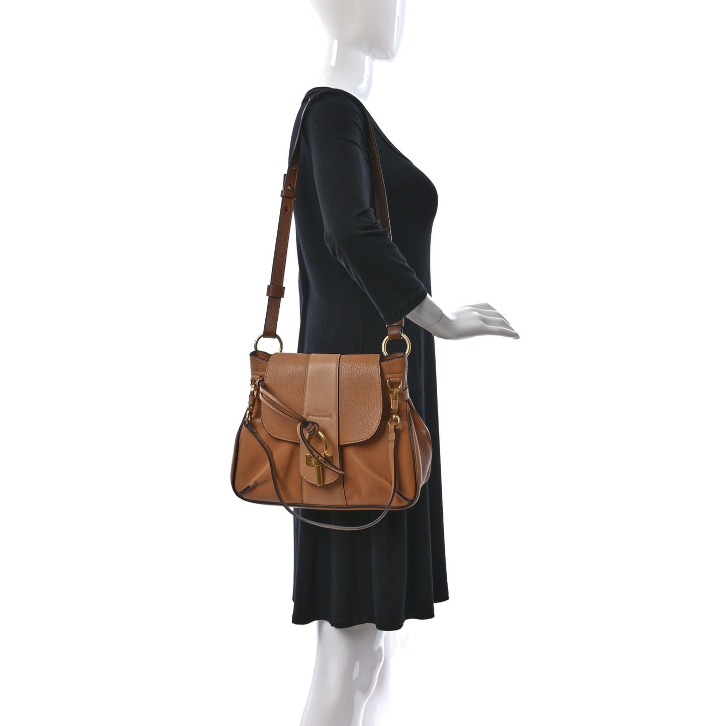 Grained Lambskin Calfskin Small Lexa Shoulder Bag Mustard Brown