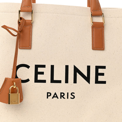 Celine Canvas Calfskin Logo Print Horizontal Cabas Natural Tan 8 of 11