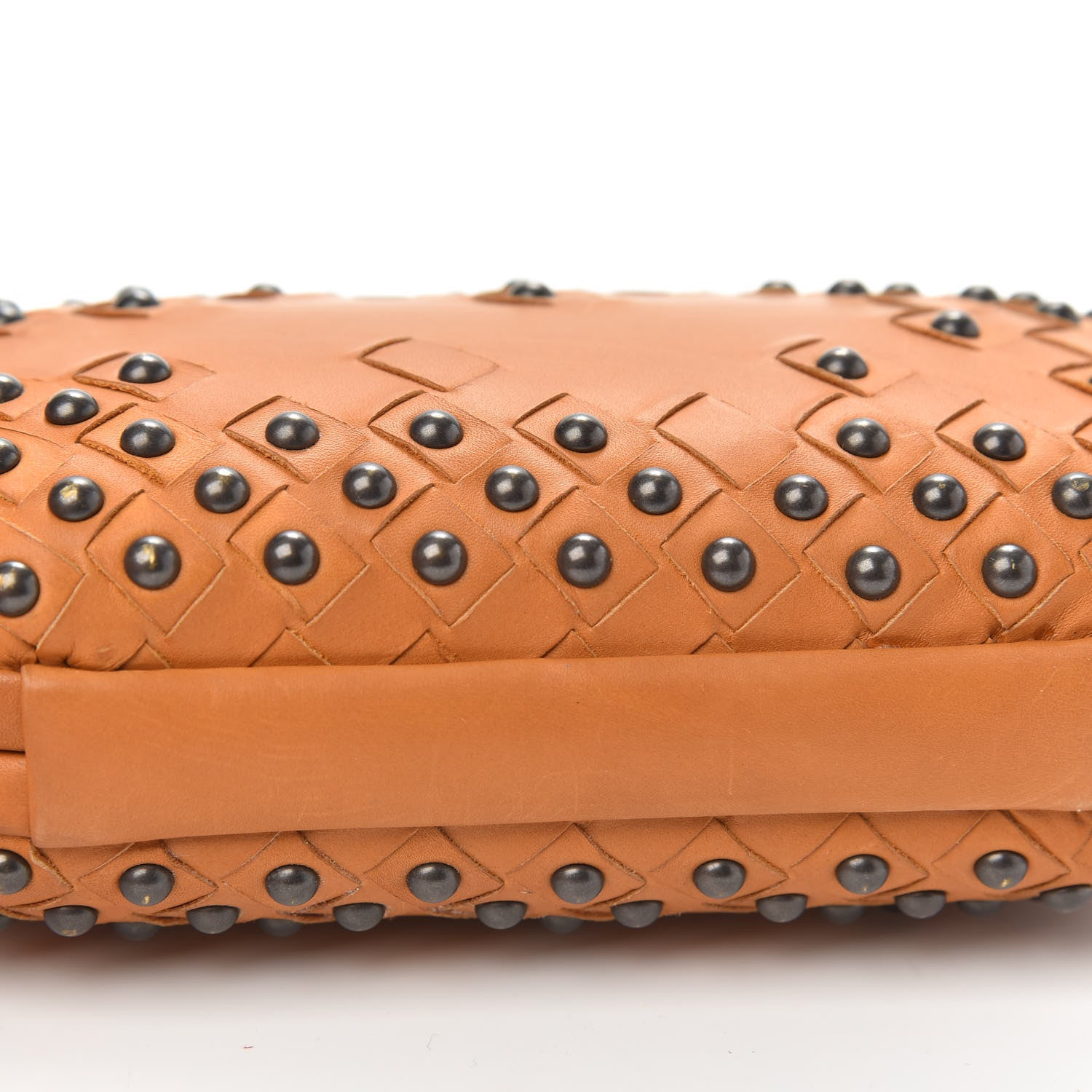 Bottega Veneta Waxy Nappa Intrecciato Knot Studded Clutch Topaz 9 of 10