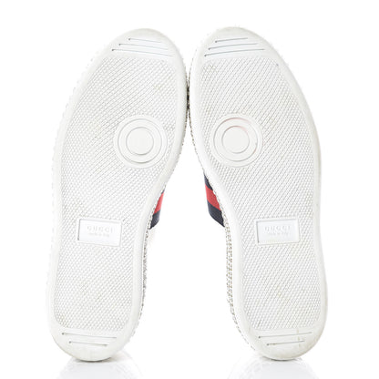 Gucci Calfskin Crystal Web LOVED Embroidered Womens Ace Platform Sneakers 37 White Red Flame Notte 7 of 12