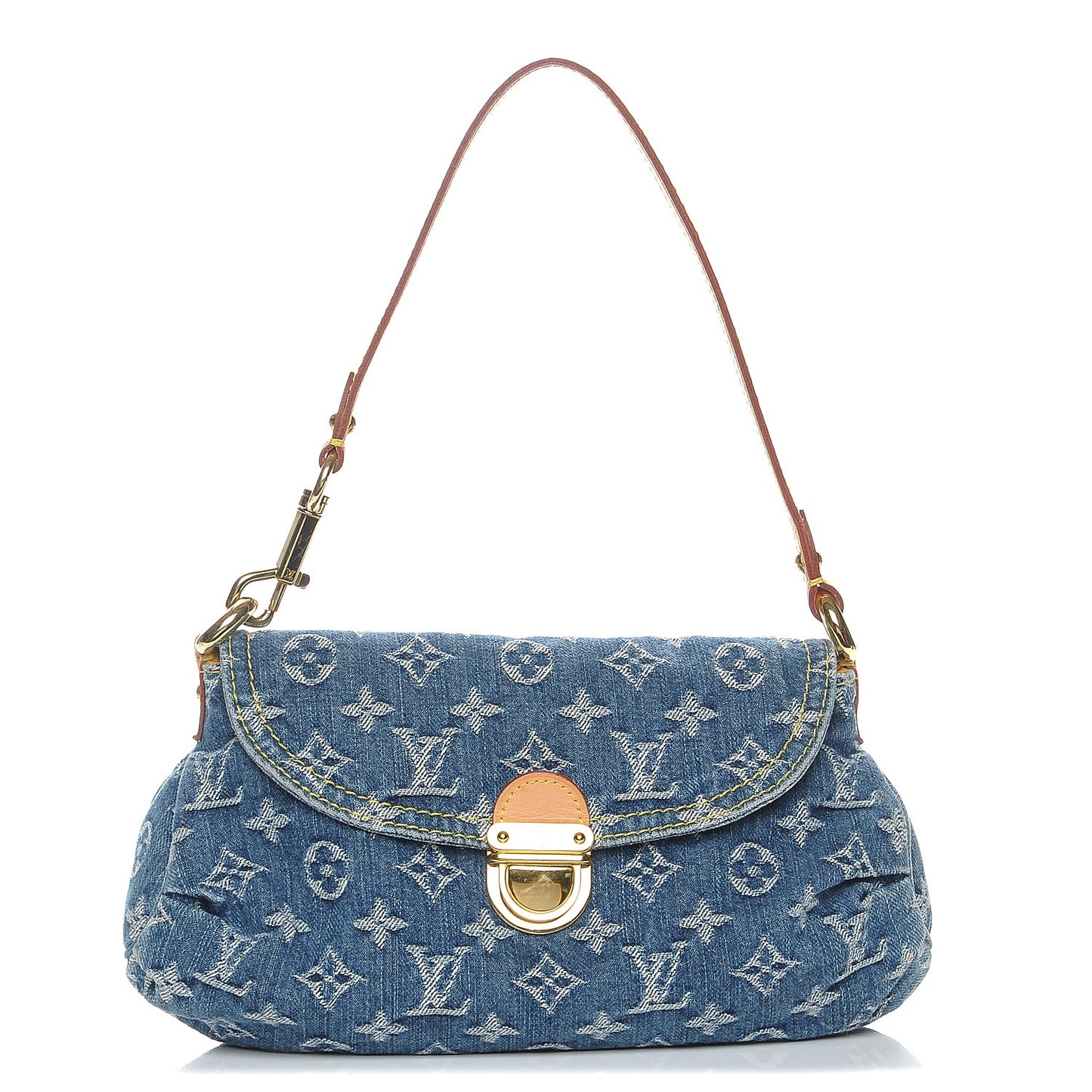 Monogram Denim Mini Pleaty Blue