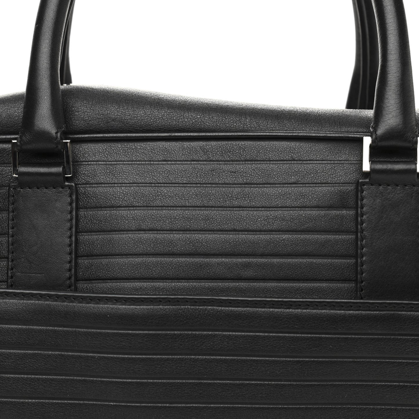 HOMME Calfskin Ribbed Briefcase Black