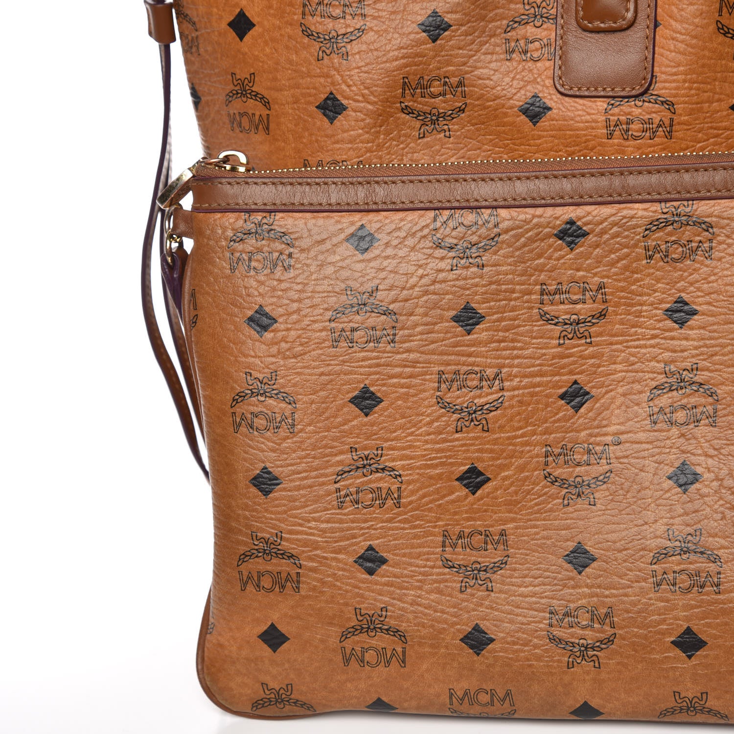 MCM Visetos Large Liz Reversible Shopper Tote Cognac 19 of 32