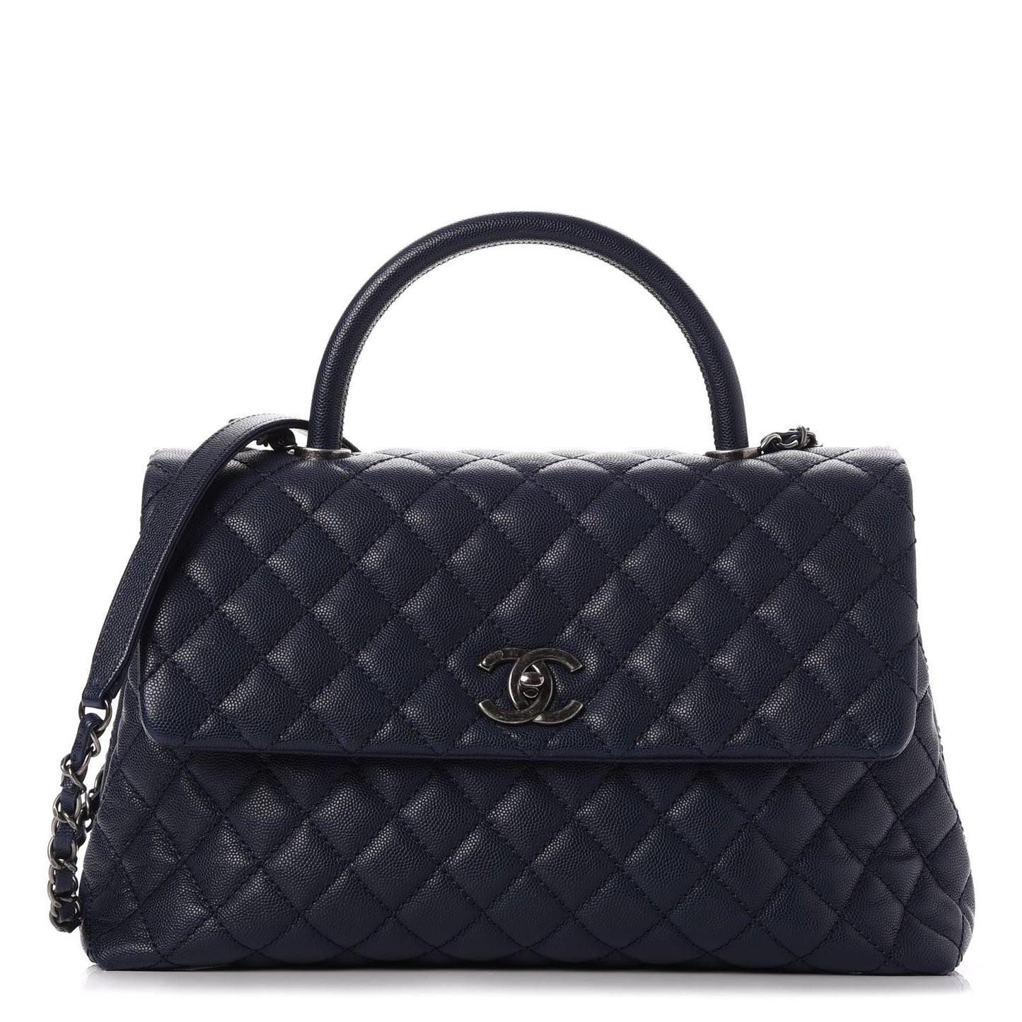 Caviar Quilted Medium Coco Handle Flap Navy