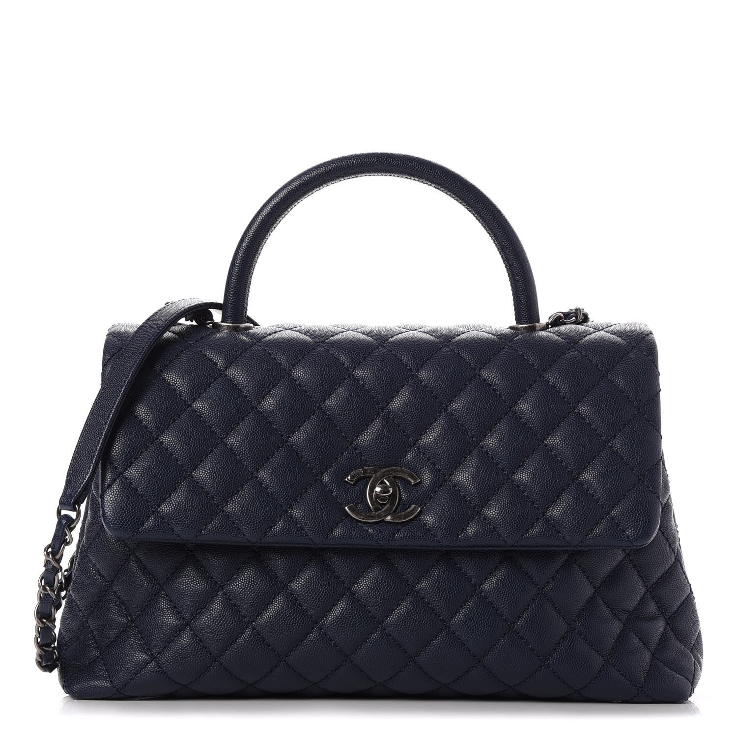 Chanel Caviar Quilted Medium Coco Handle Flap Navy 1 of 8