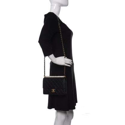 Chanel Lambskin Quilted Small Chic Pearls Flap Black 2 of 11
