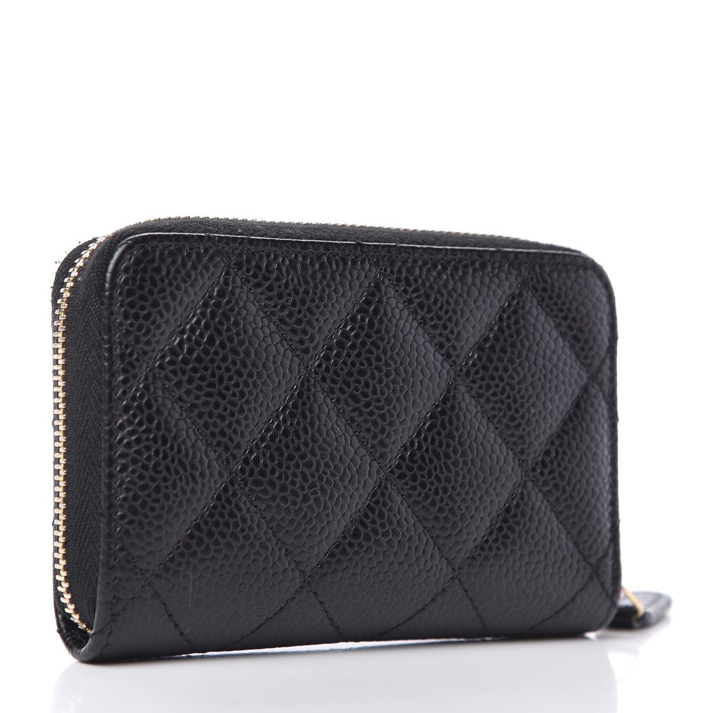 Caviar Quilted Zip Coin Purse Black