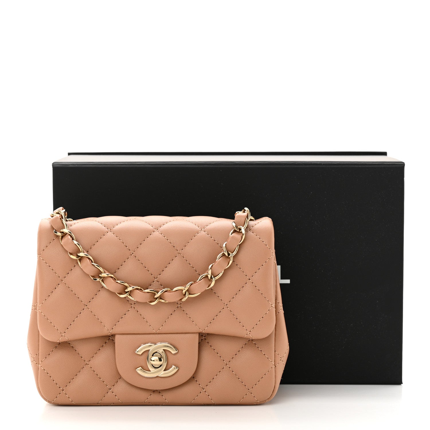 Chanel Lambskin Quilted Mini Square Flap Beige 11 of 11