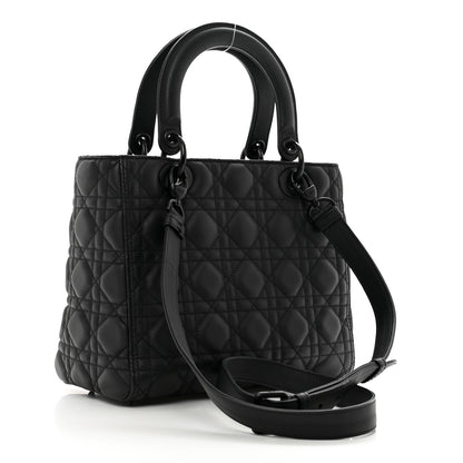 Christian Dior Ultra Matte Calfskin Cannage Medium Lady Dior Black 3 of 8