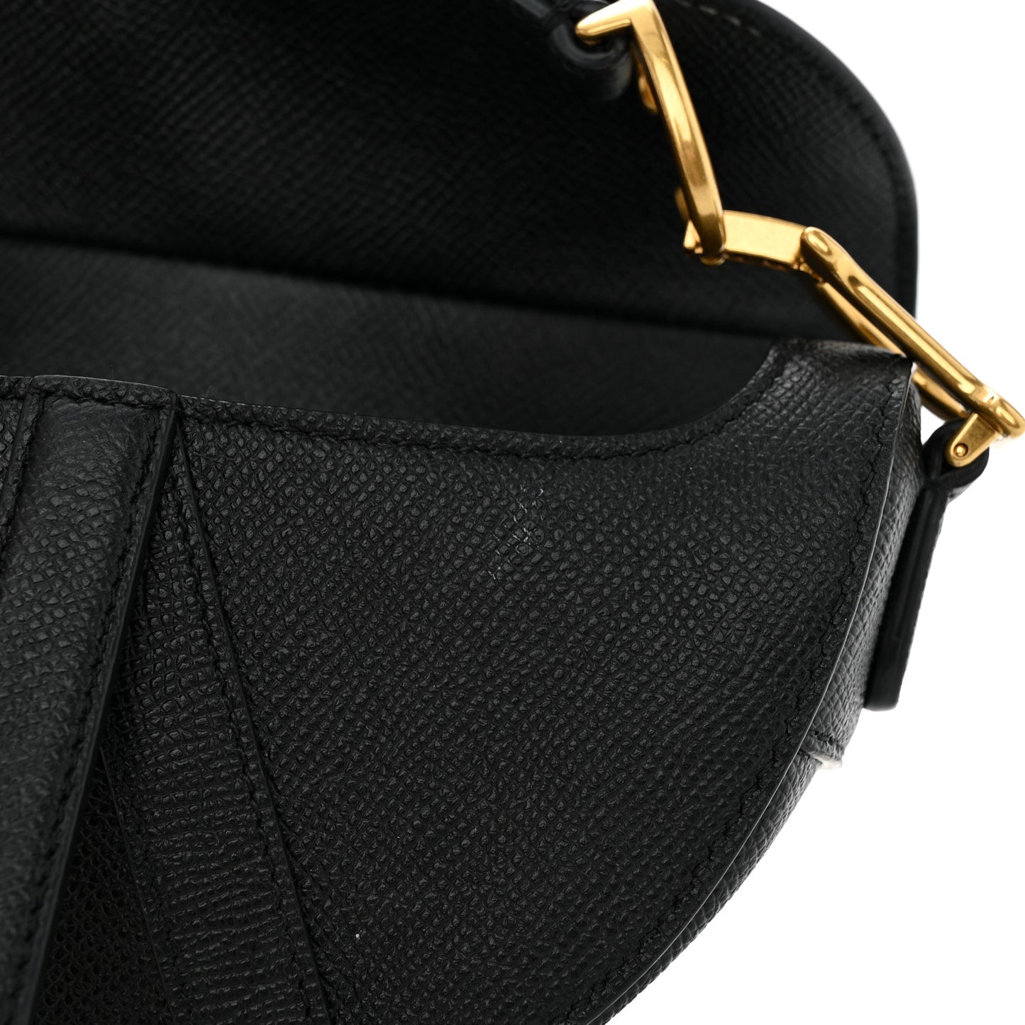 Grained Calfskin Mini Saddle Bag Black