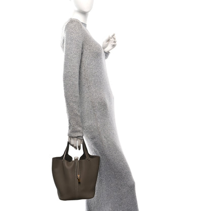 Hermes Taurillon Clemence Picotin Lock 22 MM Etoupe 2 of 13