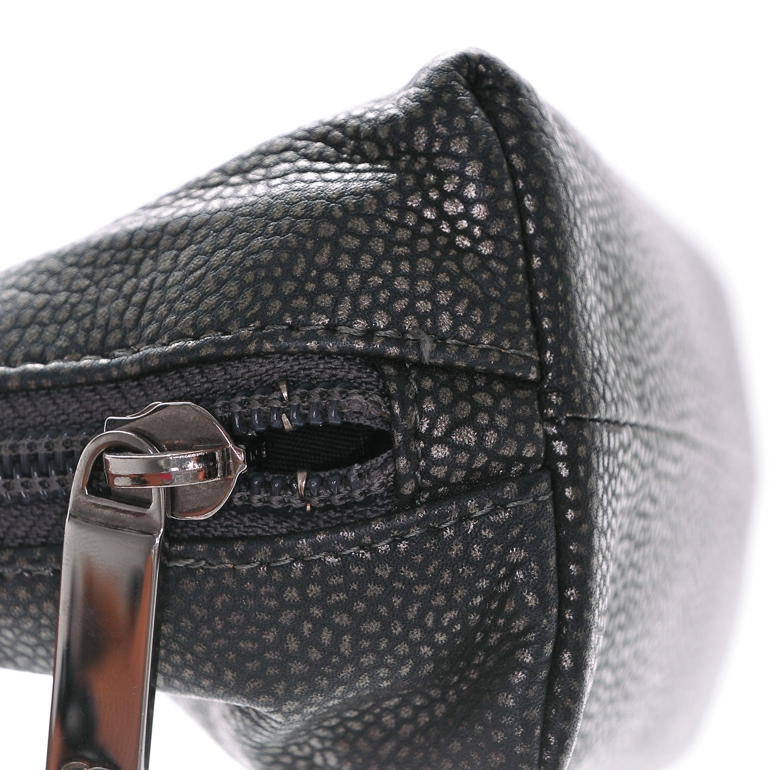 Chanel Metallic Caviar Timeless CC Cosmetic Pouch Dark Grey 8 of 8