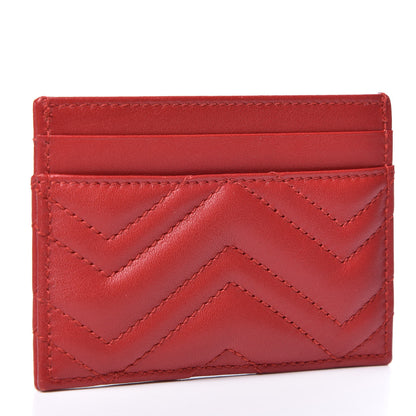 Gucci Calfskin Matelasse GG Marmont Card Holder Hibiscus Red 2 of 8