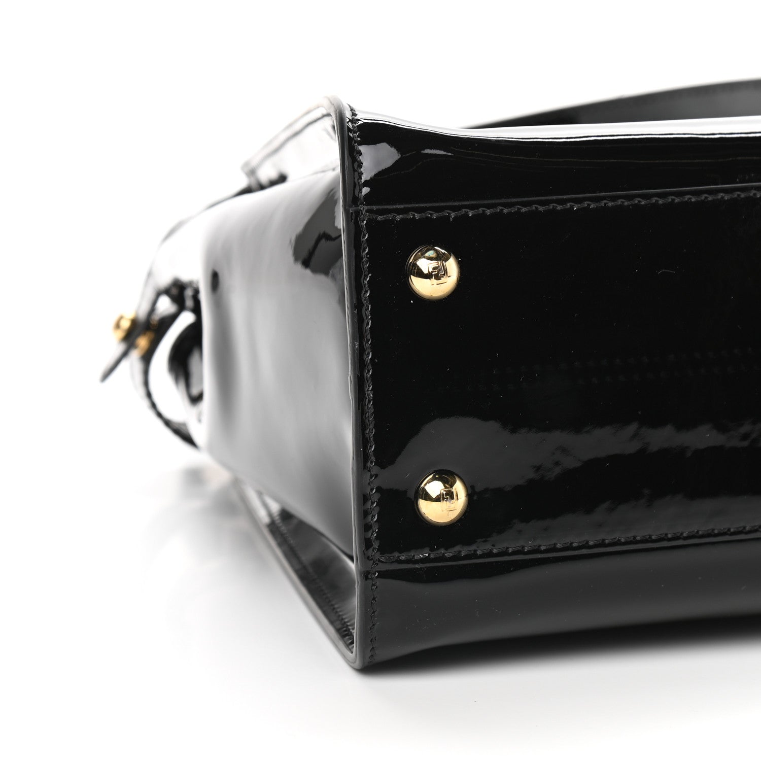 Fendi Patent Medium Peekaboo Iconic Defender Satchel Black 6 of 8
