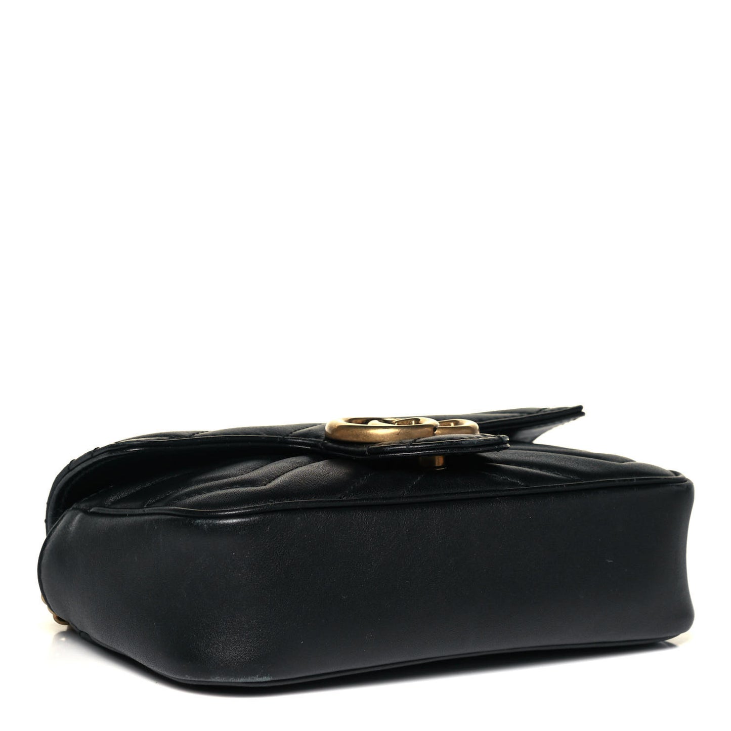 Calfskin Matelasse Super Mini GG Marmont Shoulder Bag Black