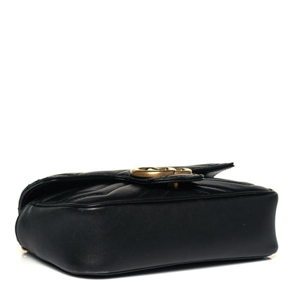 Gucci Calfskin Matelasse Super Mini GG Marmont Shoulder Bag Black 4 of 11