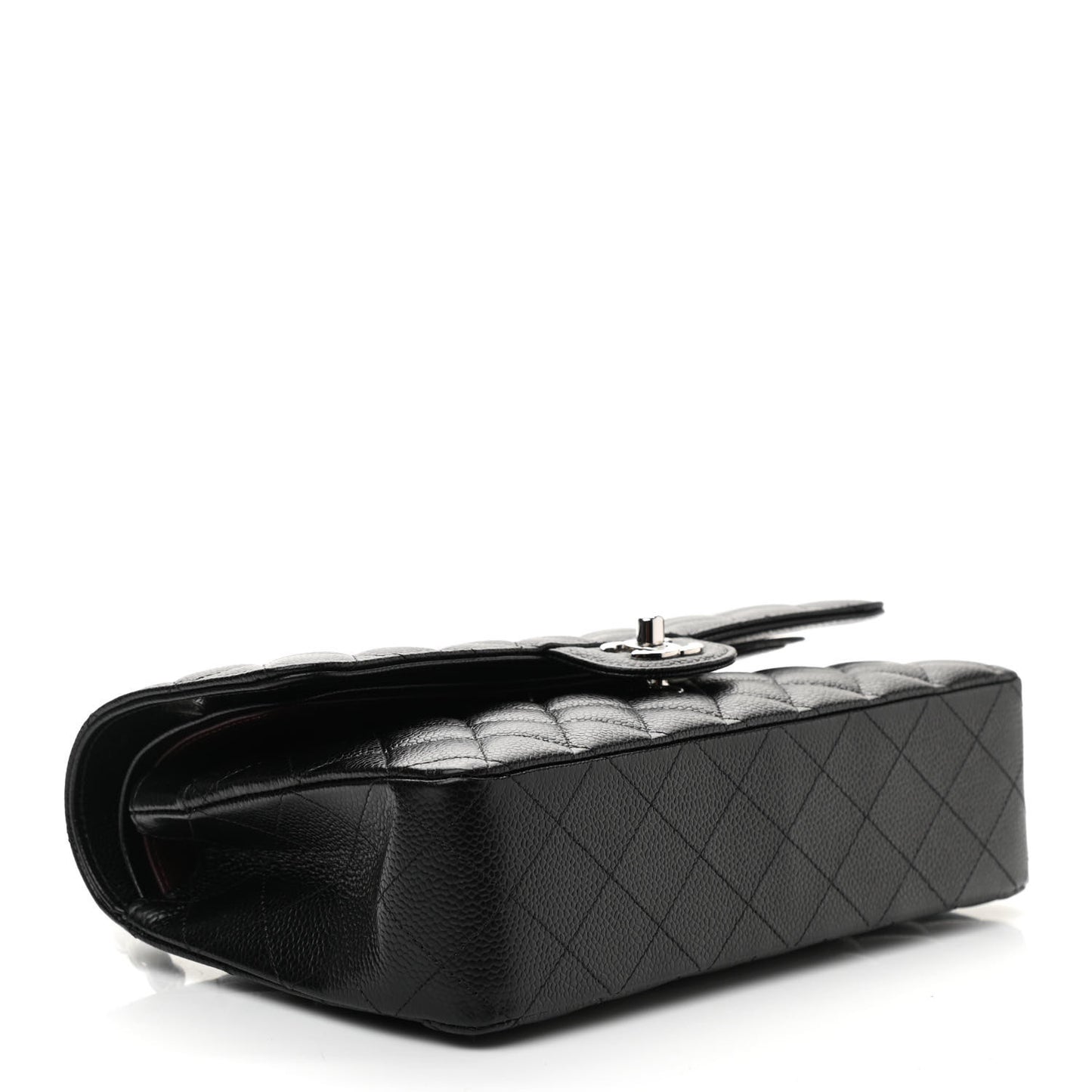Caviar Quilted Medium Double Flap Black