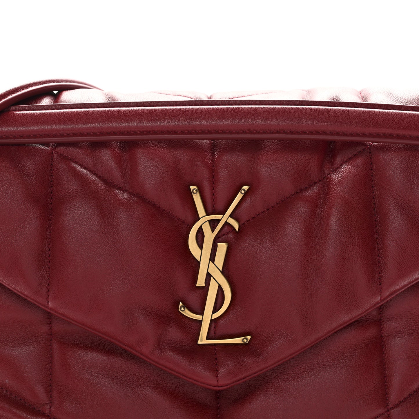 Lambskin Quilted Medium Loulou Puffer Monogram Chain Satchel Opyum Red