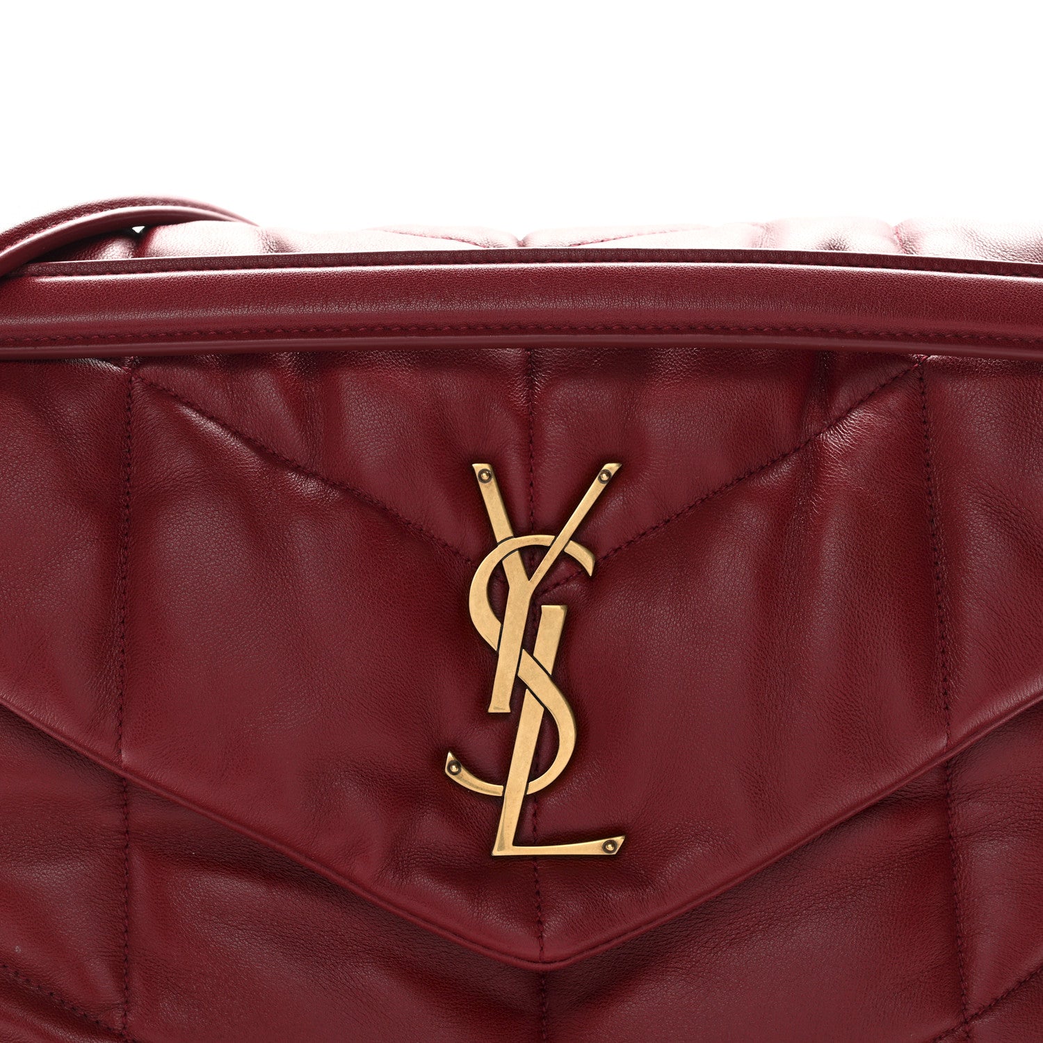 Saint Laurent Lambskin Quilted Medium Loulou Puffer Monogram Chain Satchel Opyum Red 8 of 10