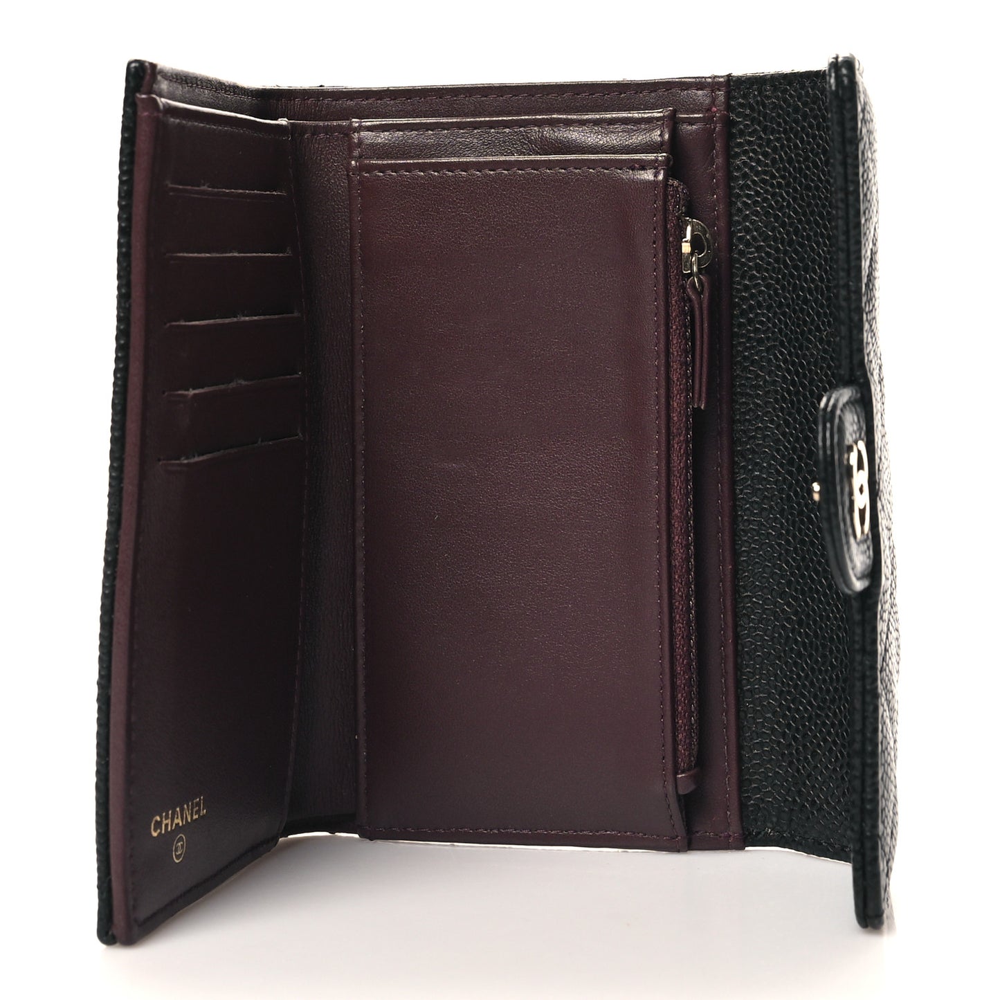Caviar Quilted Medium Flap Wallet Black