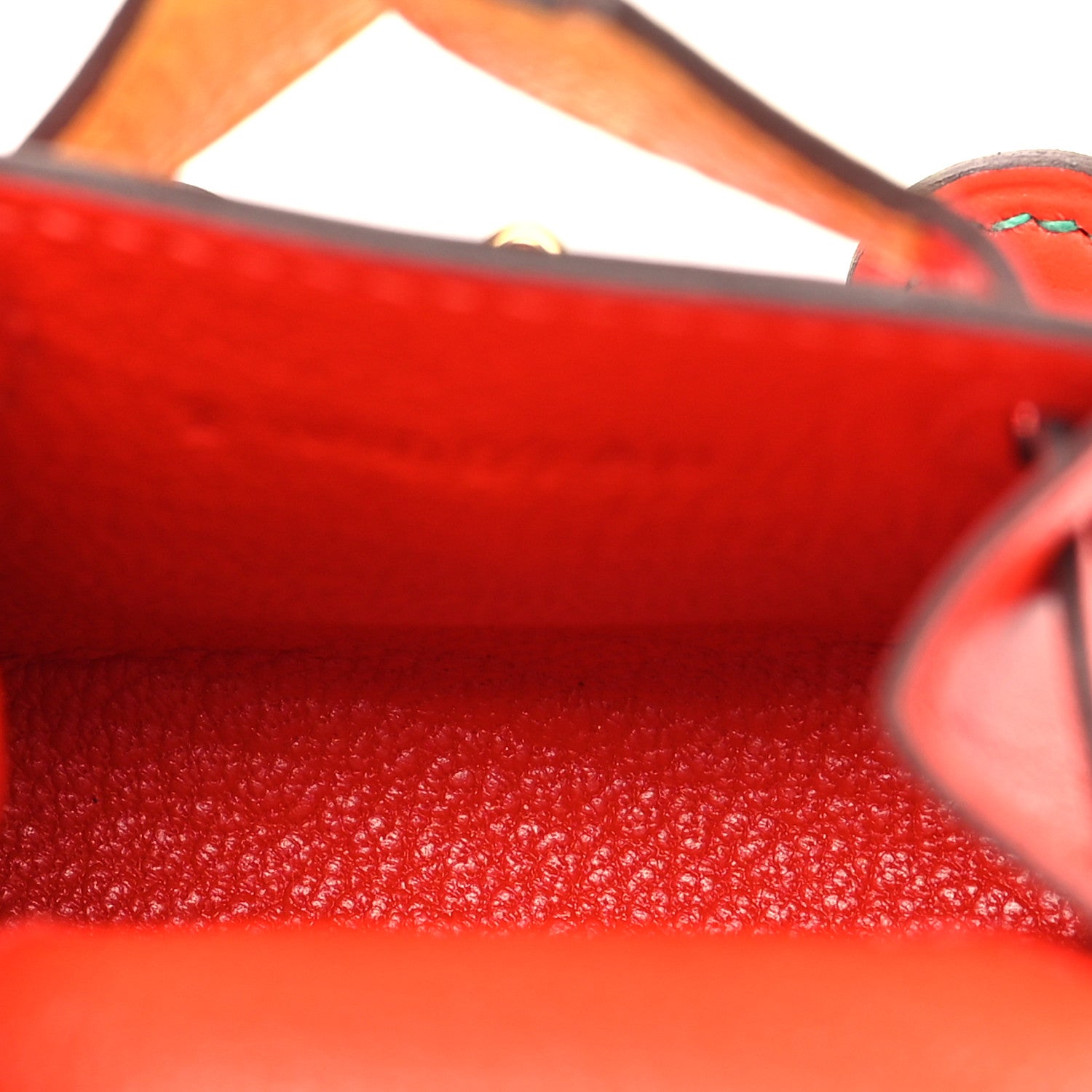Hermes Tadelakt Chevre Mysore Kelly Quelle Idole Bag Charm Capucine Jaune De Naples Vert Vertigo Zanzibar 4 of 6