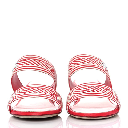 Chanel Lambskin Braided CC Sandals 38.5 White Red 2 of 10