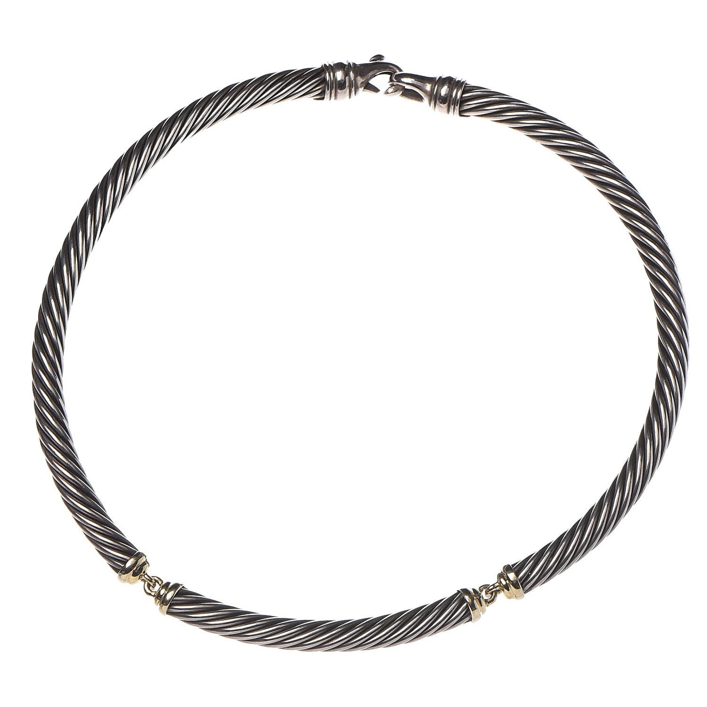 Sterling Silver 14K Gold Cable Choker 7mm Necklace
