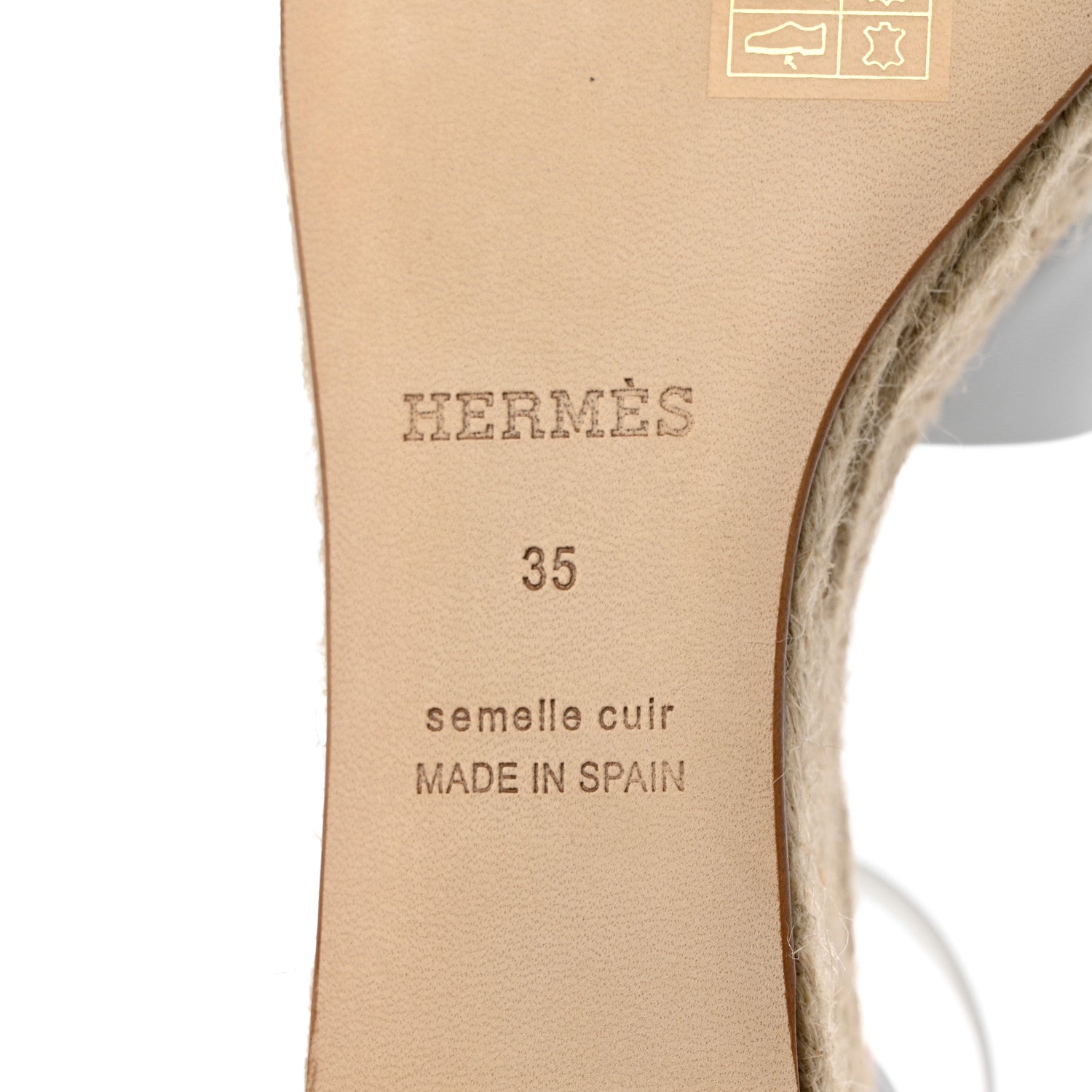 Hermes Goatskin Elda Espadrille Wedge Sandals 35 White 8 of 9