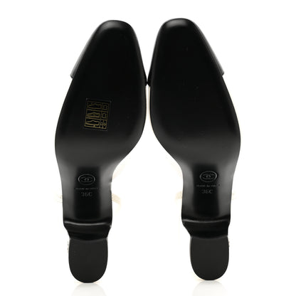 Chanel Lambskin Cap Toe CC Slingback Pumps 36 White Black 5 of 9