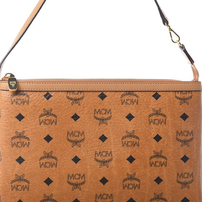 MCM Visetos Liz Shopper Tote Pouch Cognac 7 of 9