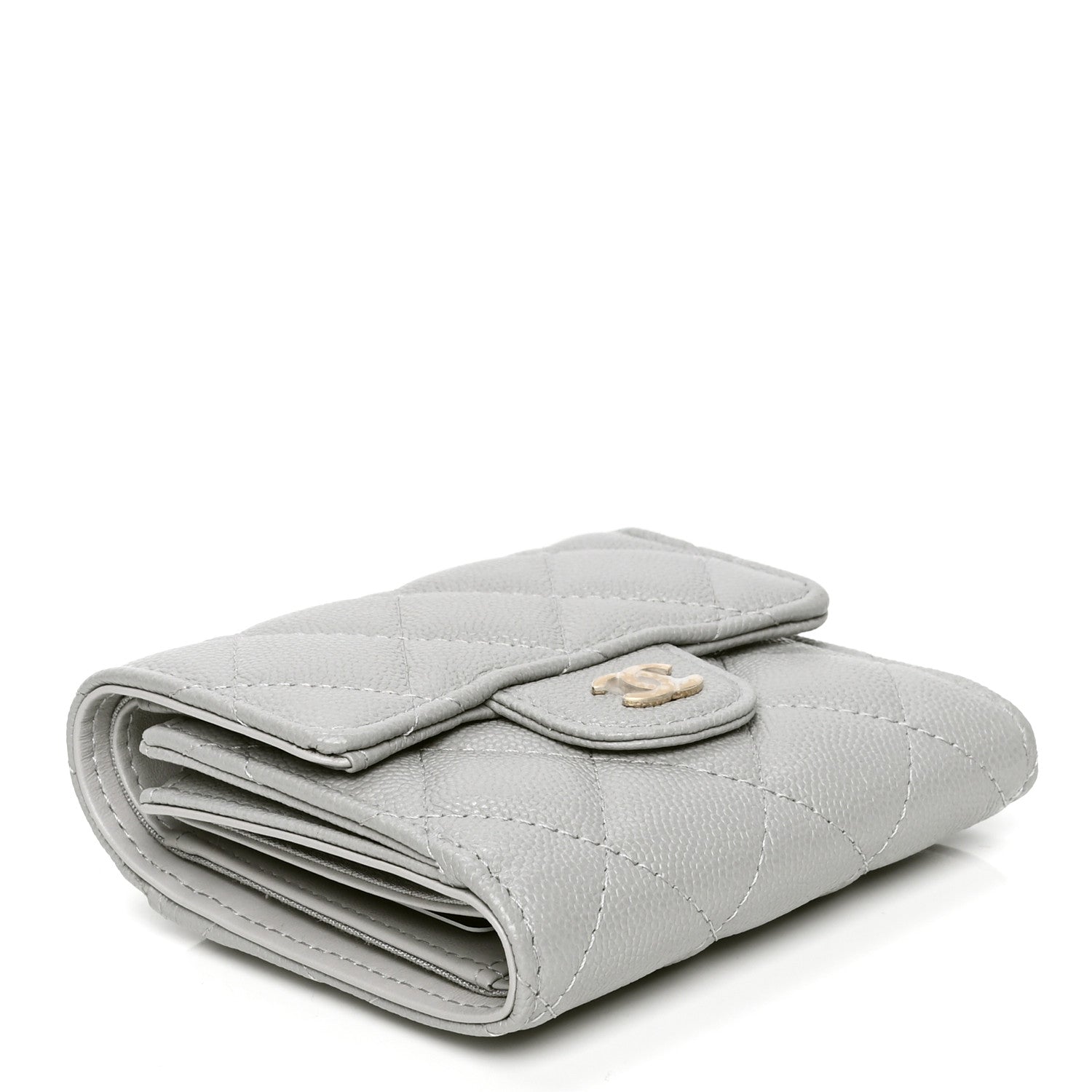 Chanel Caviar Quilted Compact Flap Wallet Grey 3 of 5