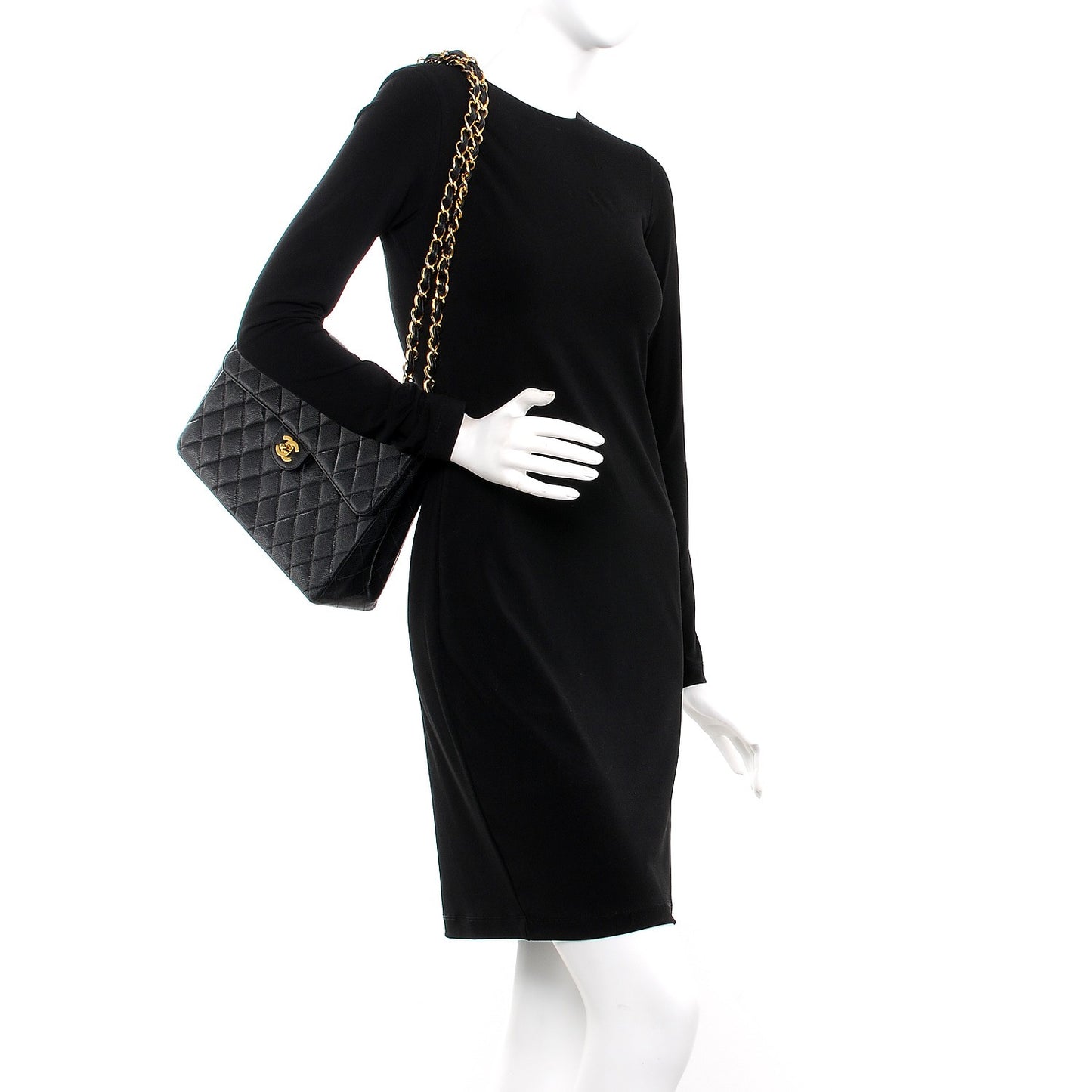 Caviar Quilted Jumbo Single Flap Black