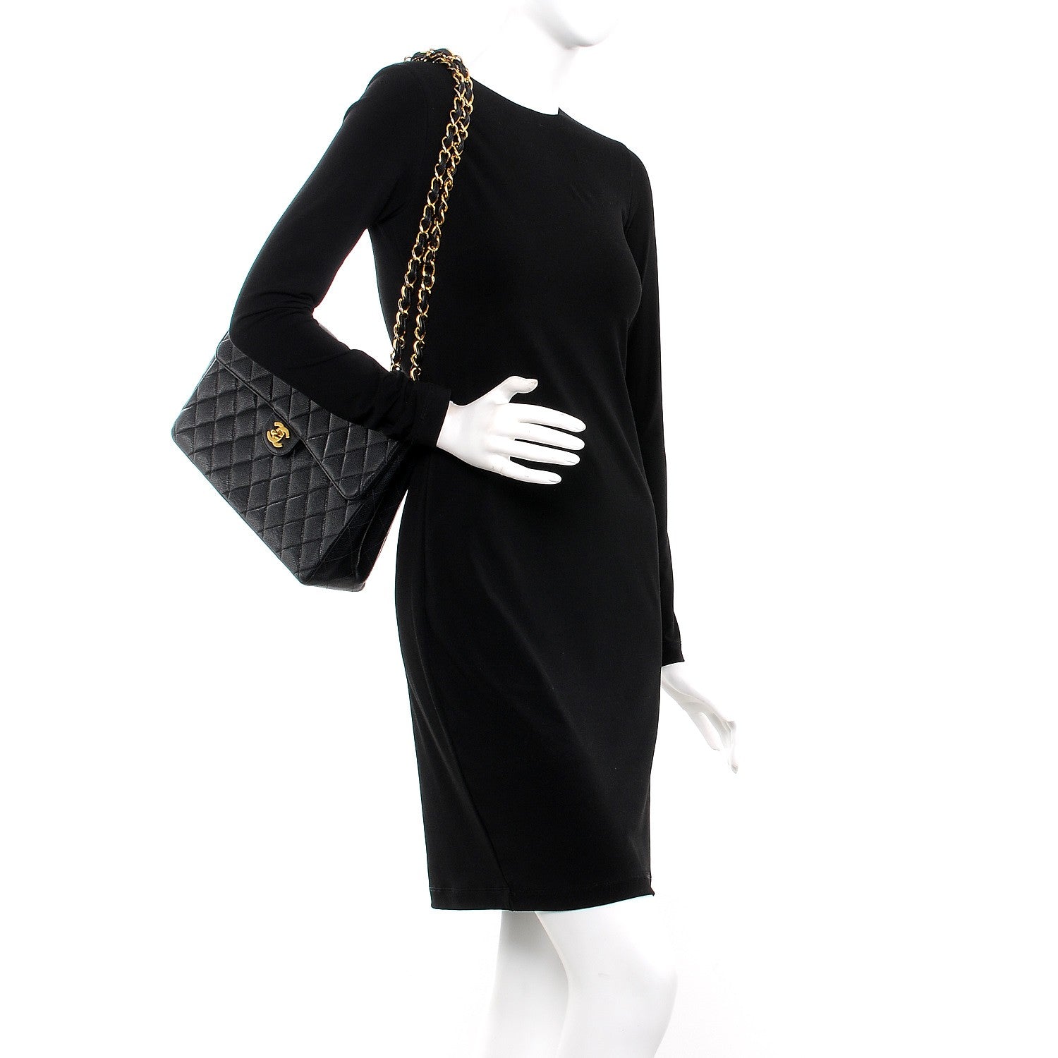 Chanel Caviar Quilted Jumbo Single Flap Black 3 of 14