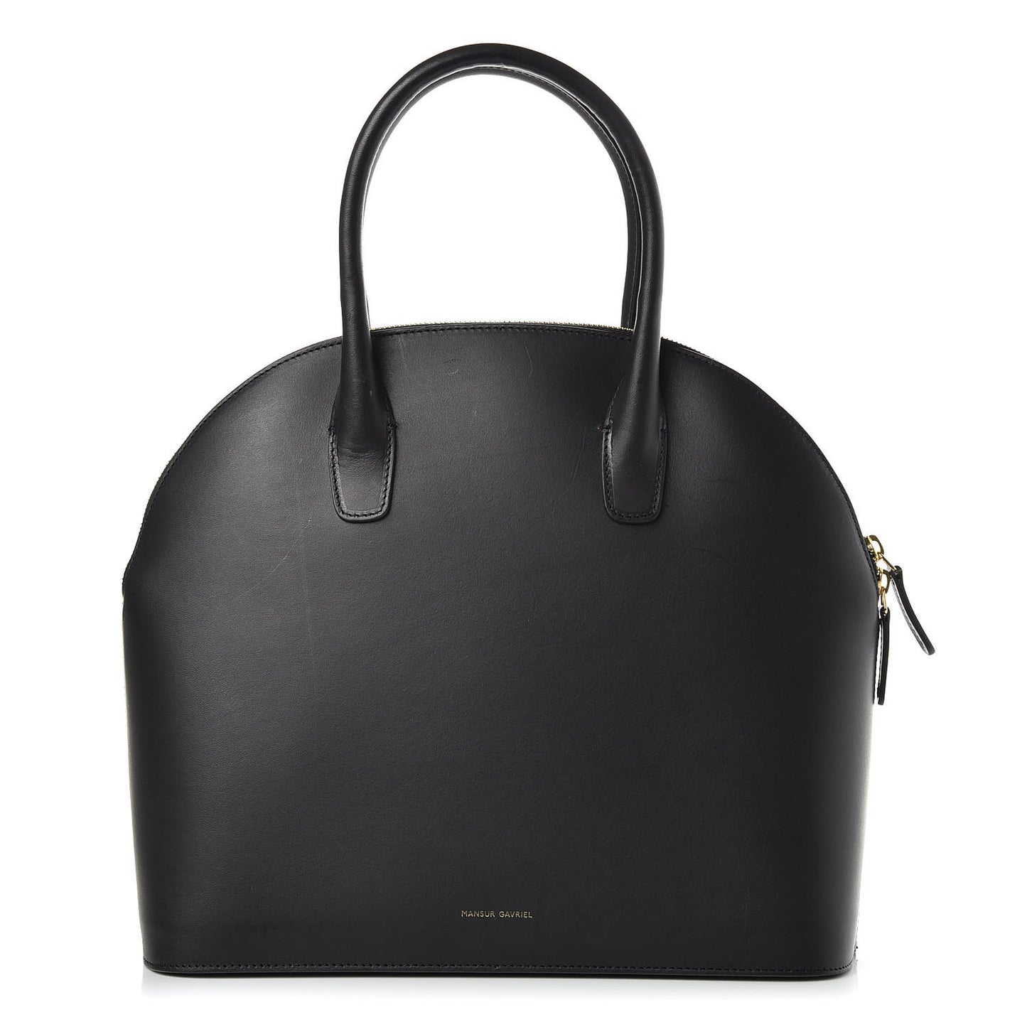 Calfskin Top Handle Rounded Bag Black Flamma