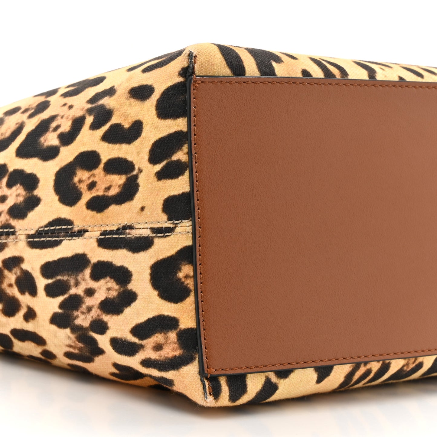 Canvas Nappa Leopard Print Rockstud Tote Brown