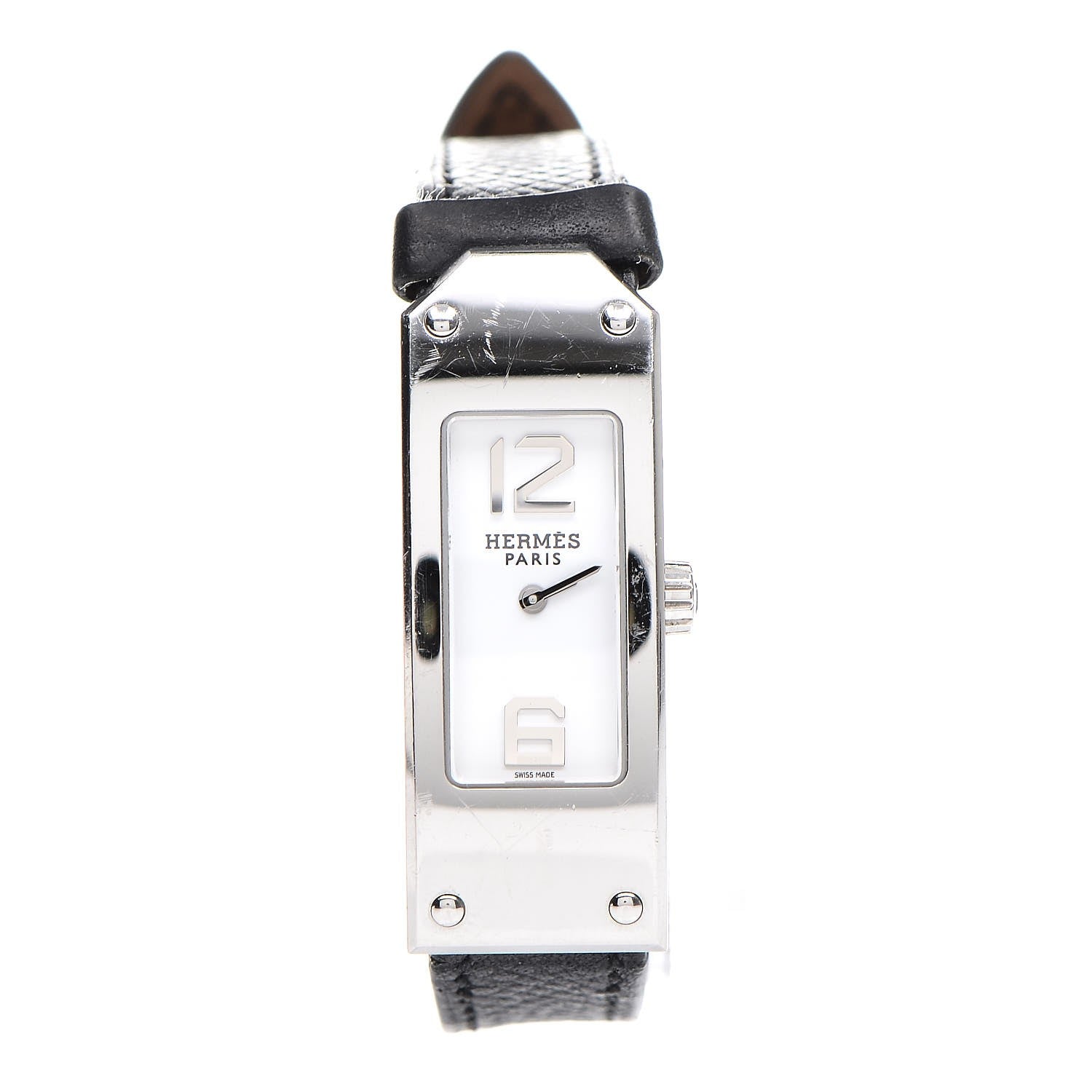 Hermes Stainless Steel Epsom 15mm Kelly II Quartz Watch Noir 1 of 7