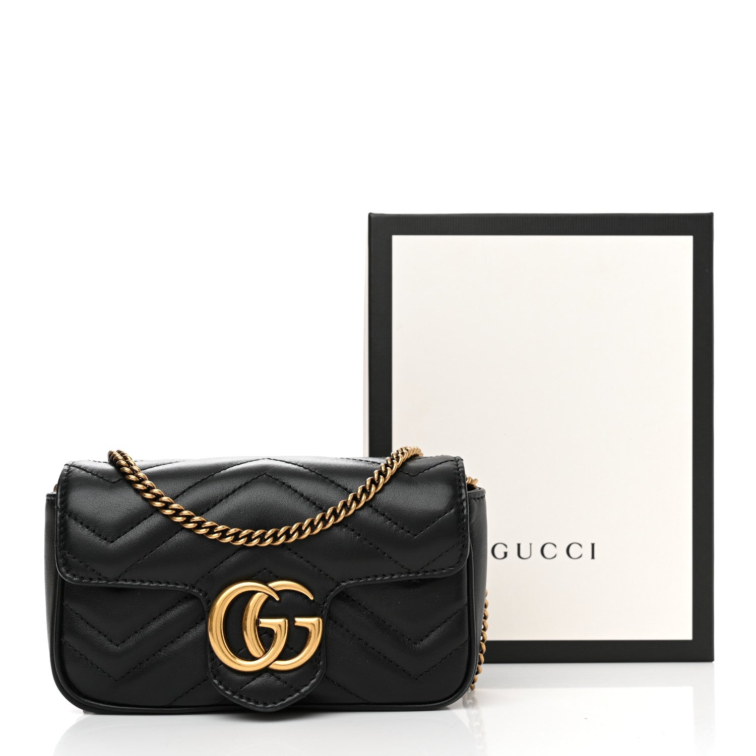 Gucci Calfskin Matelasse Super Mini GG Marmont Shoulder Bag Black 11 of 11