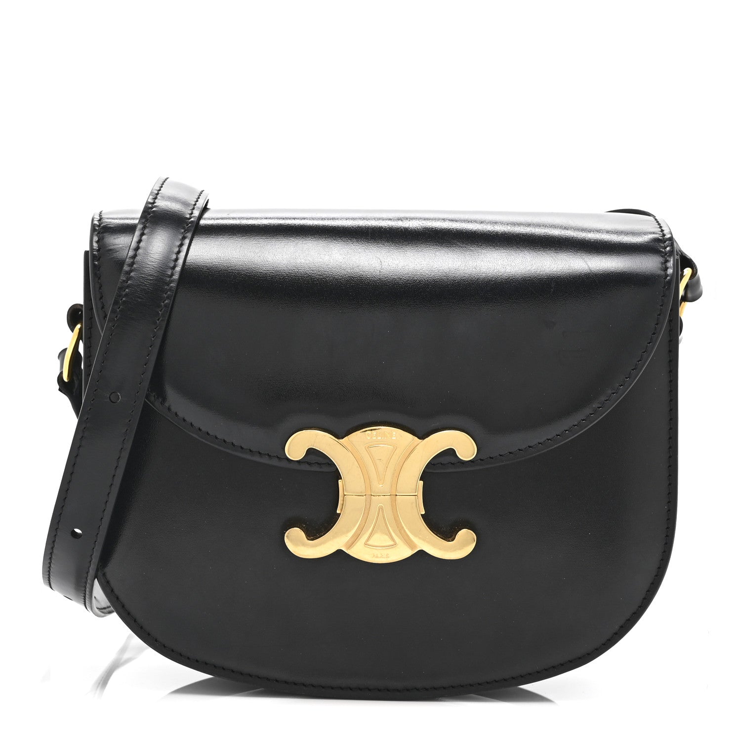 Celine Shiny Calfskin Besace Clea Triomphe Black 1 of 11
