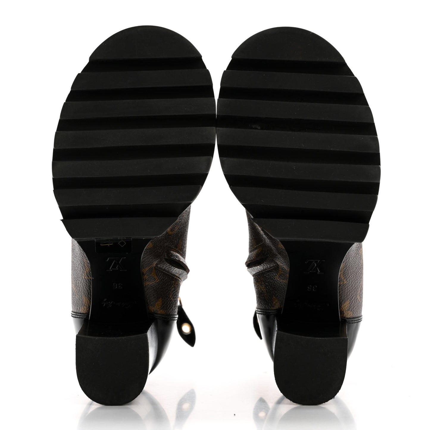 Patent Calfskin Monogram Star Trail Ankle Boots 36 Black