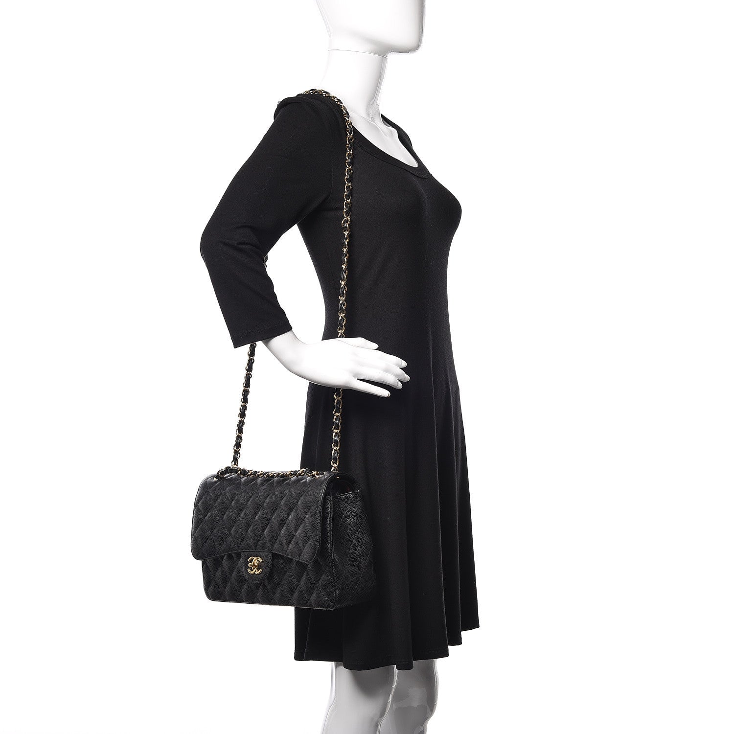 Chanel Caviar Quilted Jumbo Double Flap Black 2 of 11